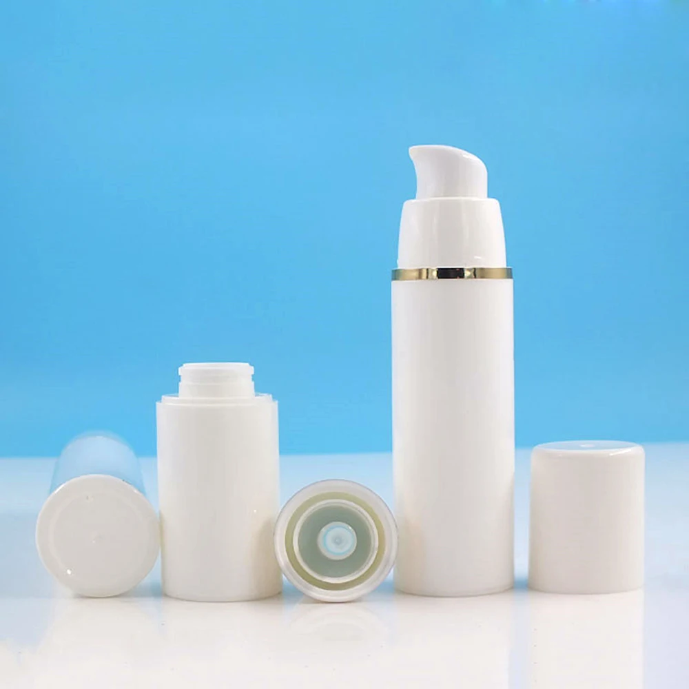 White Airless Pump Bottle Set - 20pcs Cosmetic Containers for Travel Toiletries (15ml, 30ml, 50ml)