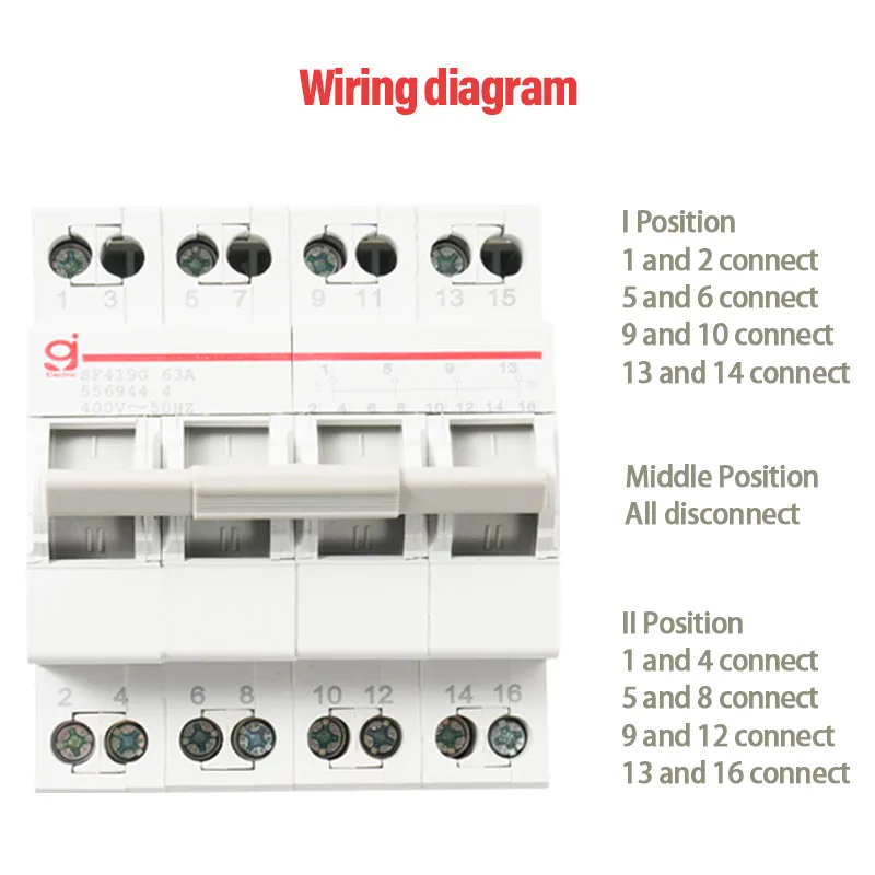 Circuit Breaker Transfer Switch 1P 2P 3P 4P 16A 32A 40A 63A 3 Position Dual Power Din Rail Isolating Manual Transfer Switch MTS AC Interlock