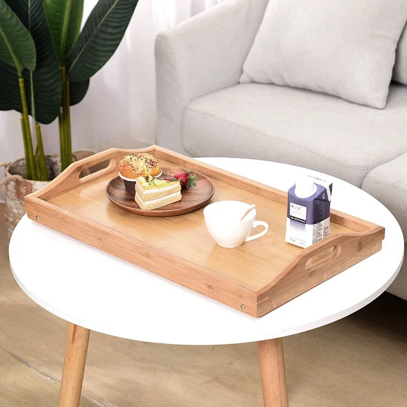 Bed Tray Table Bamboo Bed Tray Table with Folding Legs Handle Foldable Serving Laptop Tray Snack Breakfast Bed Table Drawing