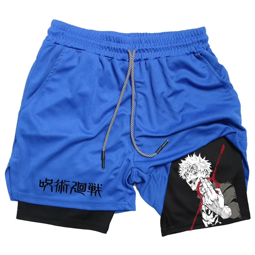 Anime Jujutsu Kaisen Gym Shorts Fitness 2 in 1 Compression Performance Shorts Workout Quick Dry Athletics Short Pants 5
