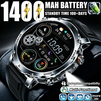 2026 GPS Men Smart Watch 1400 mAh 1.7 Inch Screen Bluetooth Call Voice Assistant Watch Sport Fitness IP68 Waterproof Smartwatch 1
