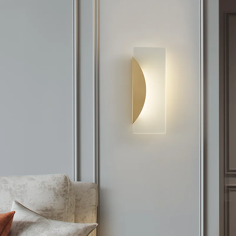 

Nordic All-copper Wall Lamp Simple Bedside Lights Creative LED Living Room Bedroom Corridor Aisle Lighting Wall Decor Fixtures
