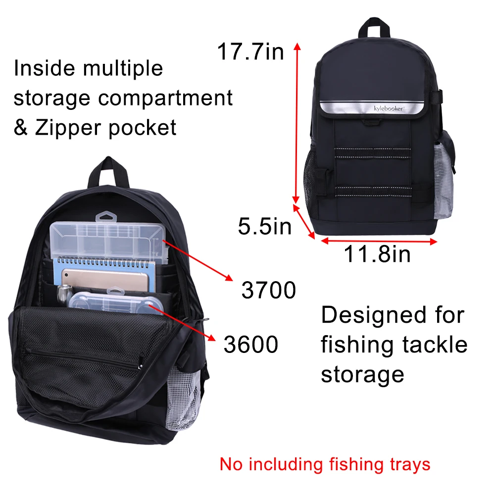 Fishing Backpack Tackle Storage Bag Fishing Gear Pack with Rod Holders  Trout Fishing Outdoor Sports Camping Hiking