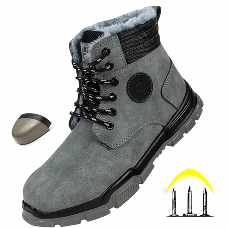 

Pop Winter Boots Men Shoes Indestructible Safety Shoes Men Work Sneakers Waterproof Men Steel Toe Shoes Military Tactics Boots