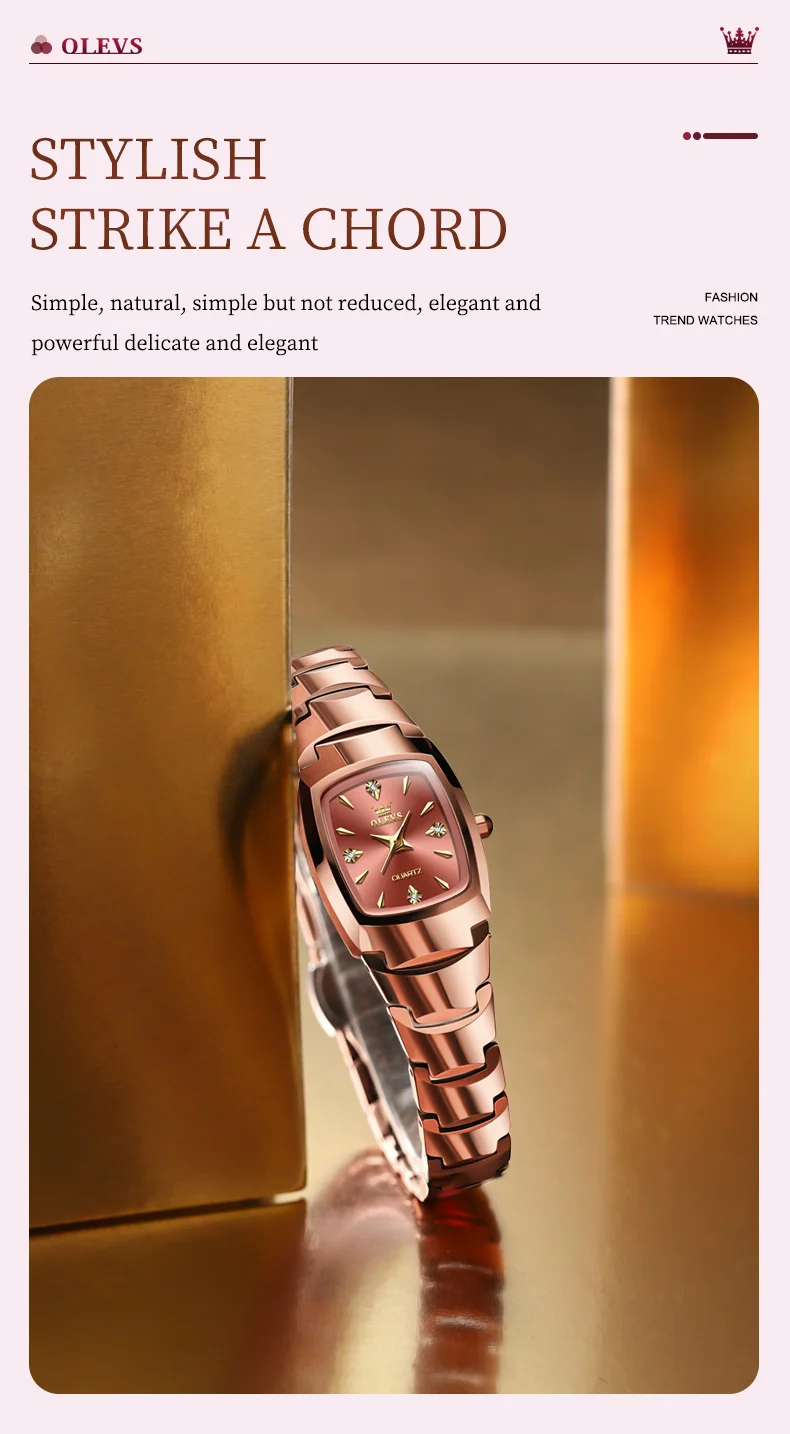 OLEVS 7006 Certified Brand Elegant Luxurious Women's Watches waterproof Tungsten Steel strip Quartz Watch for Lady Tonneau Watch