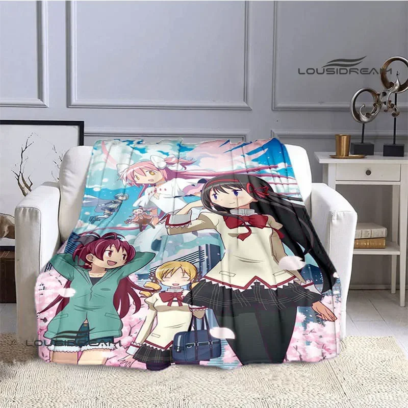 Puella Magi Madoka Magica Cartoon printed blankets Flange Warm blanket picnic blanket Soft and comfortable blanket Birthday Gift 6