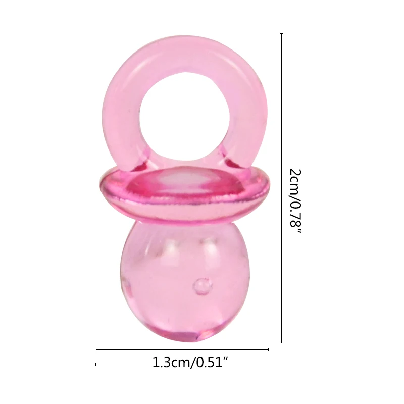 50 Stück Mini-Schnuller aus Acryl, blau, rosa, Geschlecht offenbaren, Tischstreuer für Babyparty, Kindergeburtstag, Party-Dekorationszubehör – Detail 1