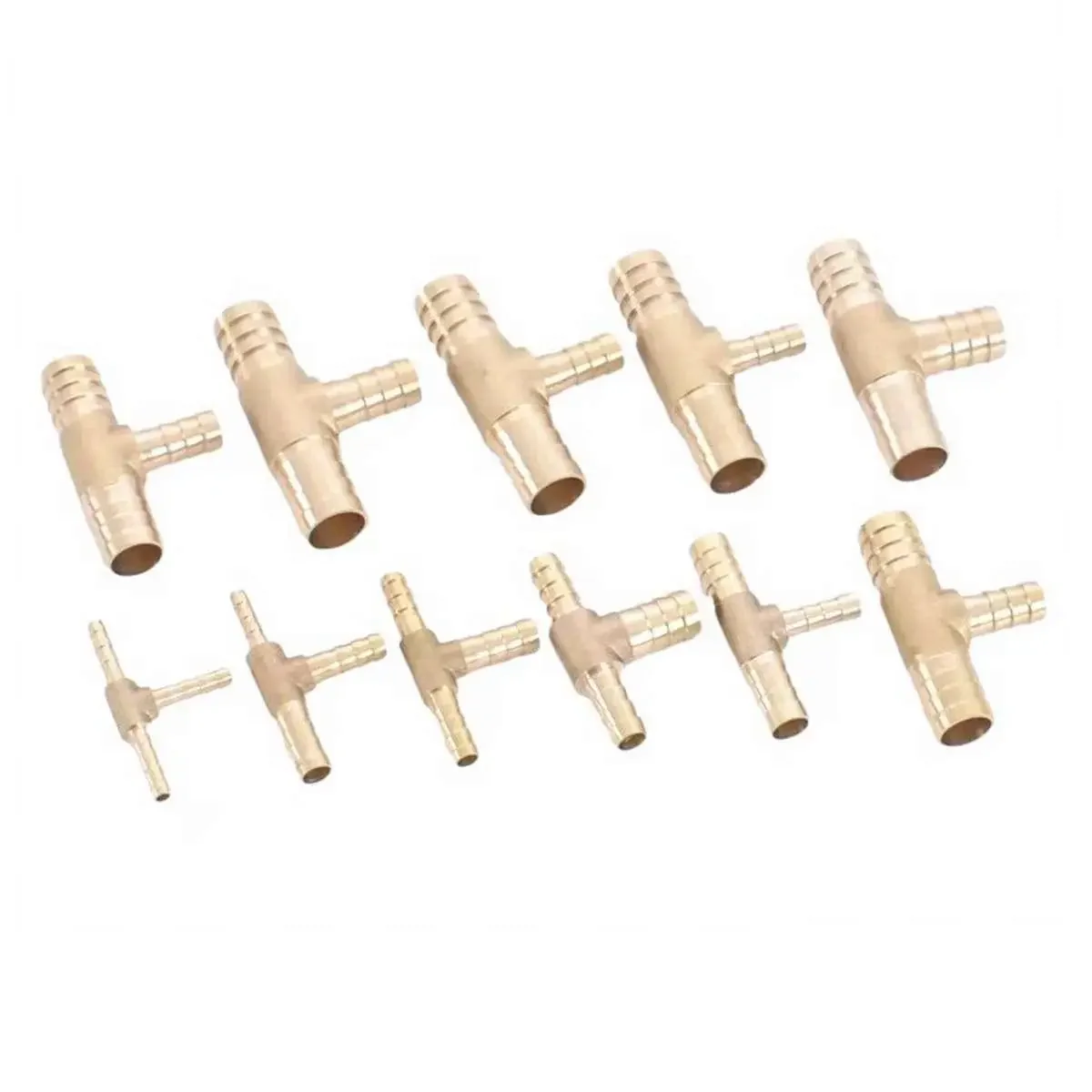 2pcs Fit Hose I/D 3mm 4mm 5mm 6mm 8mm 10mm 12mm 14mm 16mm 19mm Hose Barb Tee 3 Way Brass Coupler Splicer Connector Fittings pipe fitting water pipe fitting hose pipe fitting tee adapter
