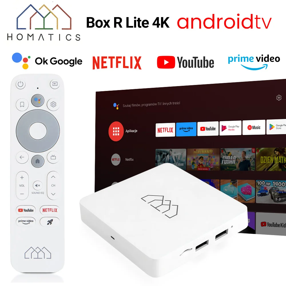 

HOMATICS Box R Lite 4K TV Box Androidtv 11Google & Netflix Certified Amlogic S905Y4 Wifi BT5.0 2GB 32GB Support Dolby Atmos