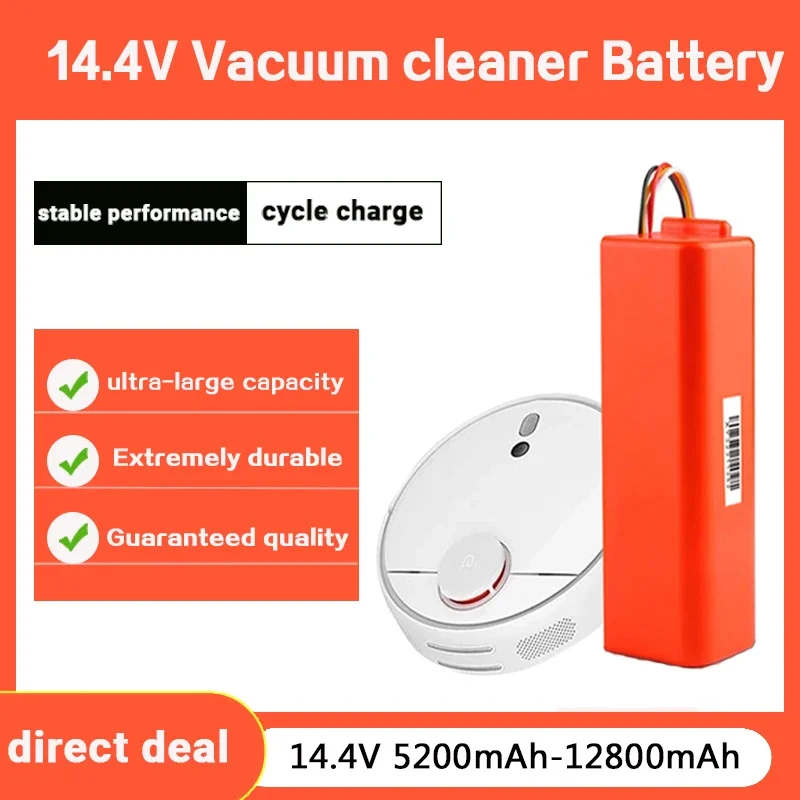 Vacuum Cleaner Battery 12800mAh 14.4v roborock s50 battery brr 2p4s 5200d For Xiaomi Robot Roborock S50 S51 S55 T60 Accessory Spare