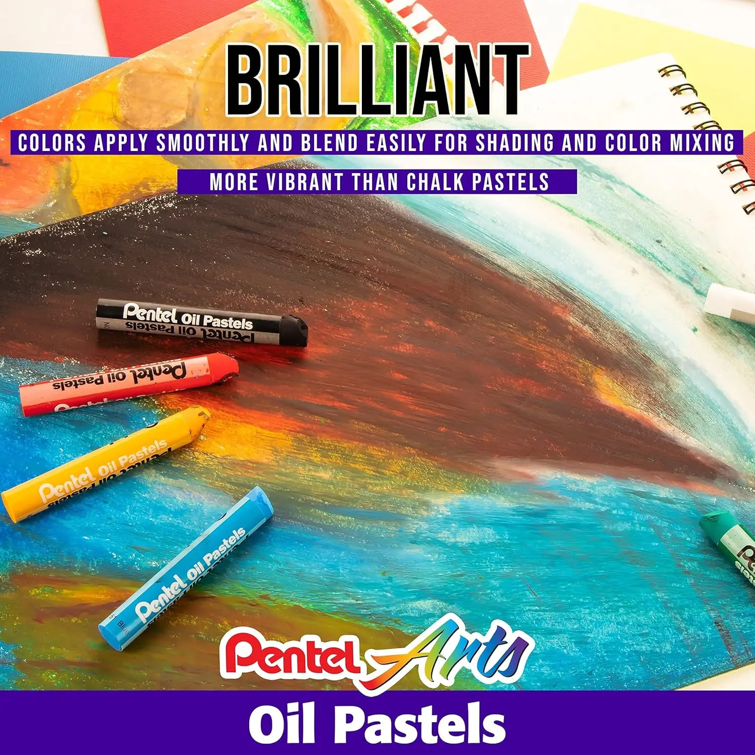 Pentel Arts Ölpastell-Set, 6/12/25/50, verschiedene Farben, brillante Pastellkreide, reibungslos auftragen und einfache Mischung für dezente Farbtöne, PHN – Detail 11