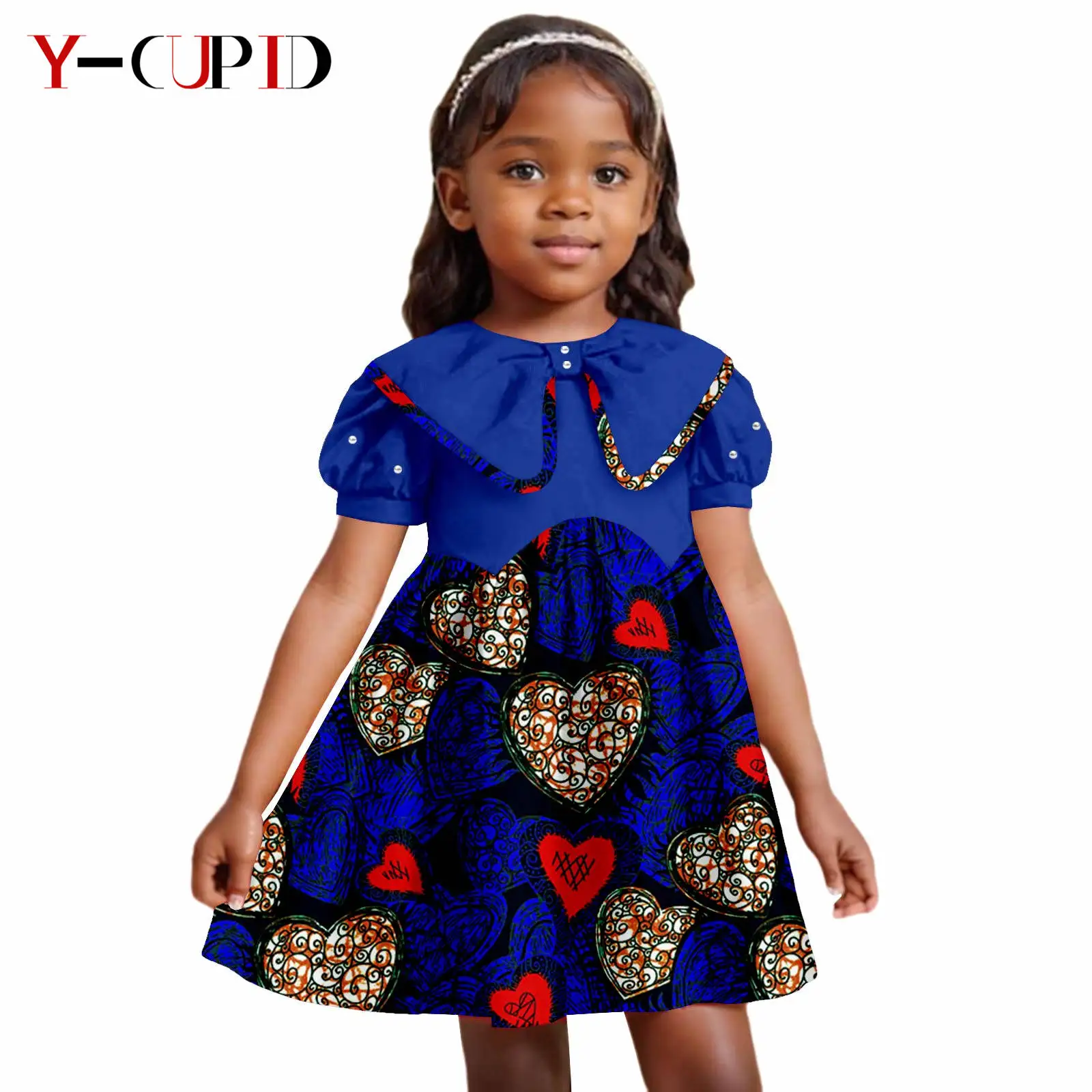 African Clothes Print Dresses for Girl Ankara Embroidered Flares