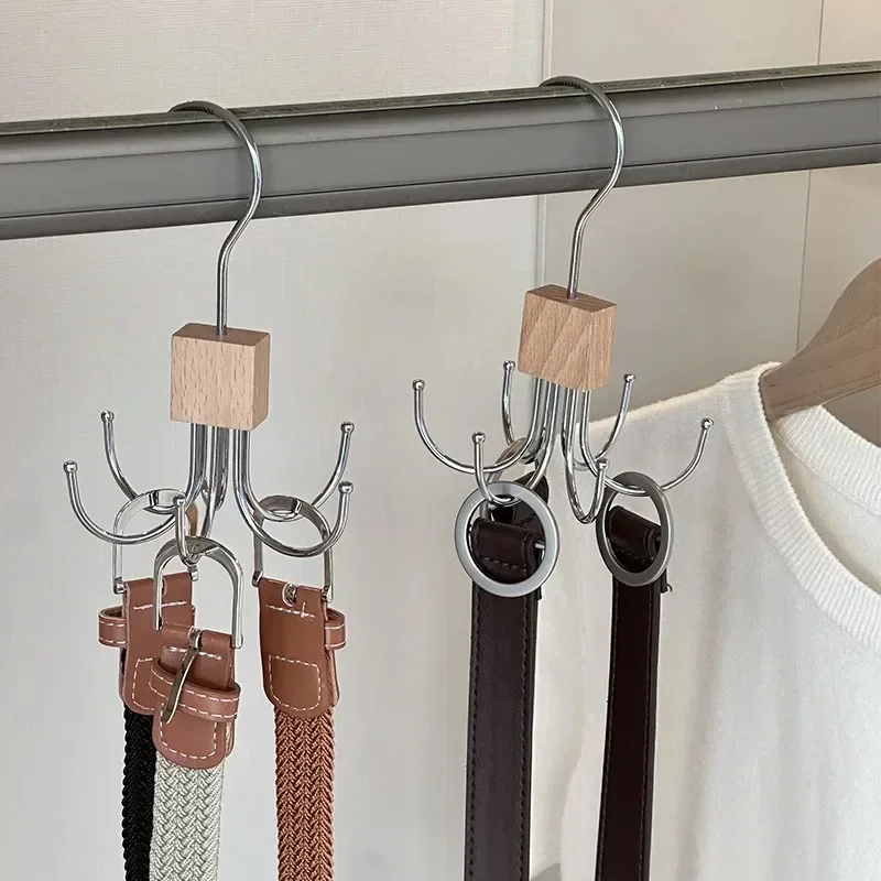 360° Rotating Belt Hanger Hook Durable Metal Belts Rack Organizer for Belts Scarves Bras Ties Home Dorm Storage Hangers