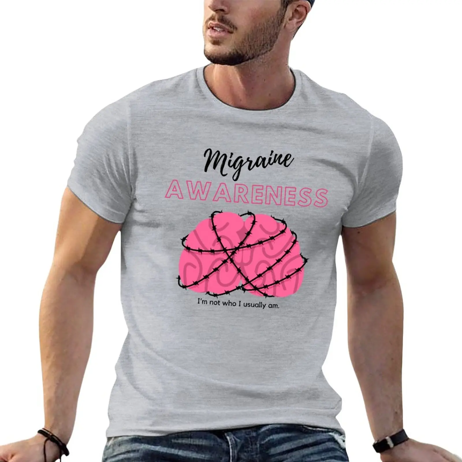 

Migraine Awareness 'I'm Not Who I Usually Am' - Drama Pain Warrior Skull drama unbreakable fi T-Shirt anime graphics T-shirt men