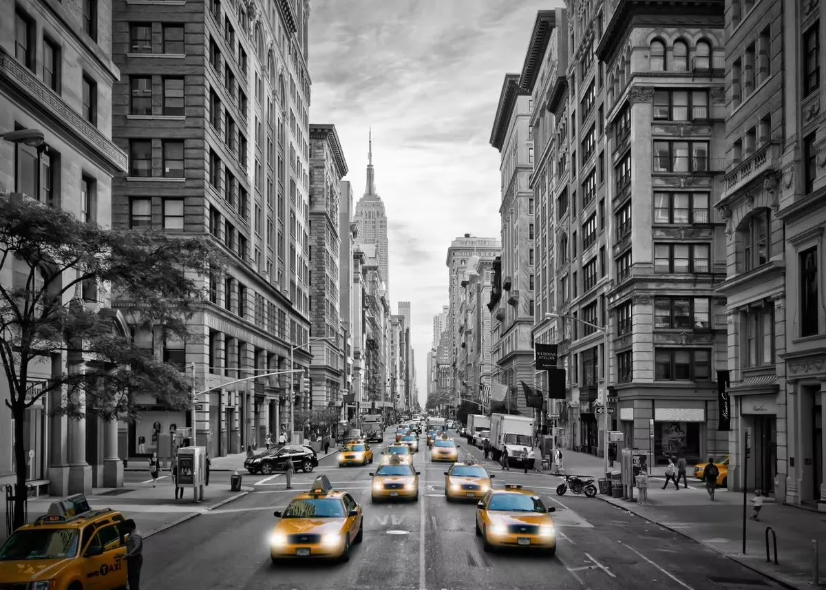 Yellow and Red Urban Telephone Box Canvas Print - Modern City Landscape Wall Art