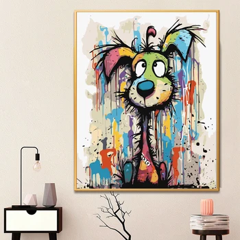 Dipinto con i numeri per cane astratto adulto Dropshipping Pittura a olio su tela per numero Decorazioni per la casa