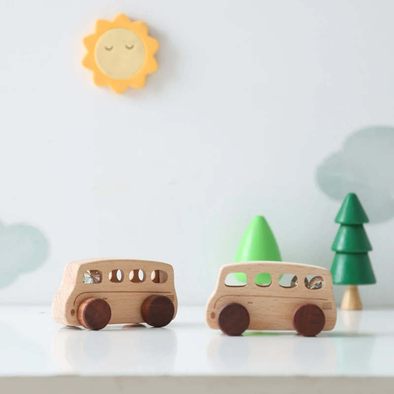 Montessori Babys pielzeug Holzbus Bildung Bausteine Montessori Spielzeug für Kinder Holz spielzeug Kinder Cartoon Blöcke Auto Geschenke – Detail 13