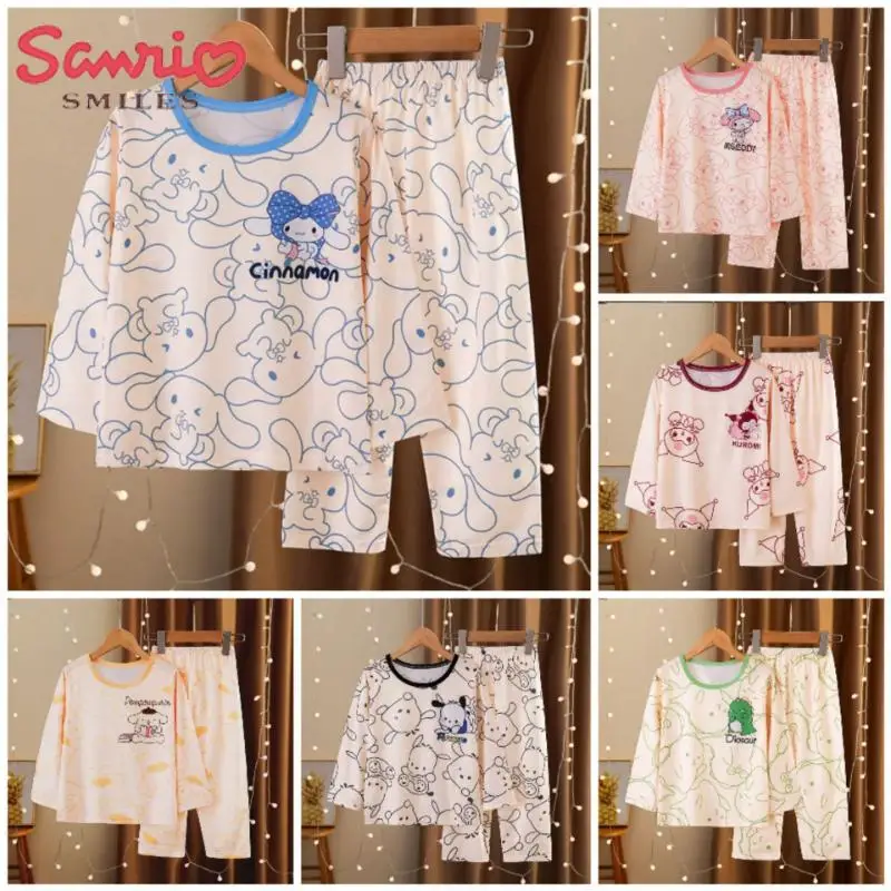 

Sanrio Long Sleeve Pajamas Set Cinnamoroll Melody Pochacco Kuromi Cartoon Casual Homewear Cute Loose Nightwear Anime Girl Gift