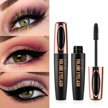 Rimel-VIBELY 실크 파이버 마스카라 4d 볼륨 방수 속눈썹 연장 컬드 롱 래쉬 마스카라, 블랙 브라이트 아이 메이크업 마스크