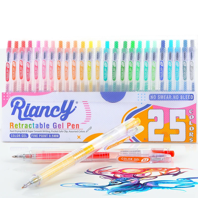 18/25pcs Colors Gel Pens For School Office Adult Coloring Book Journals Drawing Art Markers Promotion Ballpoint Pen 040375