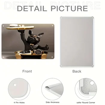 Vintage French Bulldog Metal Wall Art Sign 8x12 4