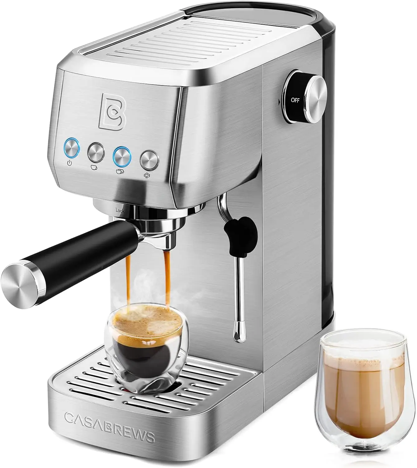 

CASABREWS Espresso Machine 20 Bar, Professional Espresso Maker Cappuccino Machine with Steam Milk Frother, Stainless Steel