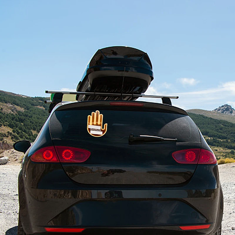 

Забавный автомобиль, телефон с дистанционным управлением, дорожные знаки ярости, жест среднего пальца, искусственный жест, дисплей, лампа, автомобильное интерактивное освещение