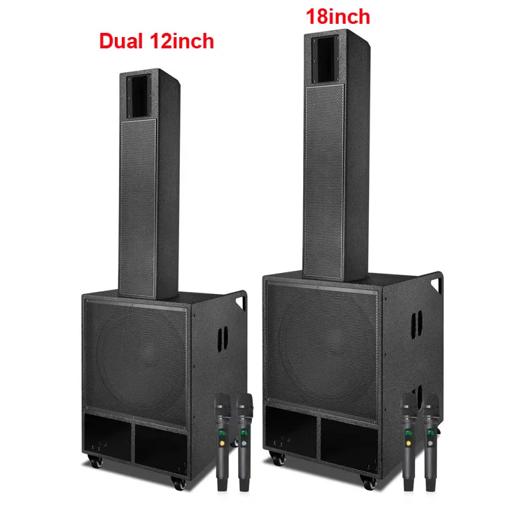 Best Sound 400W*2 18 Inch Active Line Array Speaker Rechargeable 12V/32A Battery Party Speaker Karaoke System With Wireless MIC