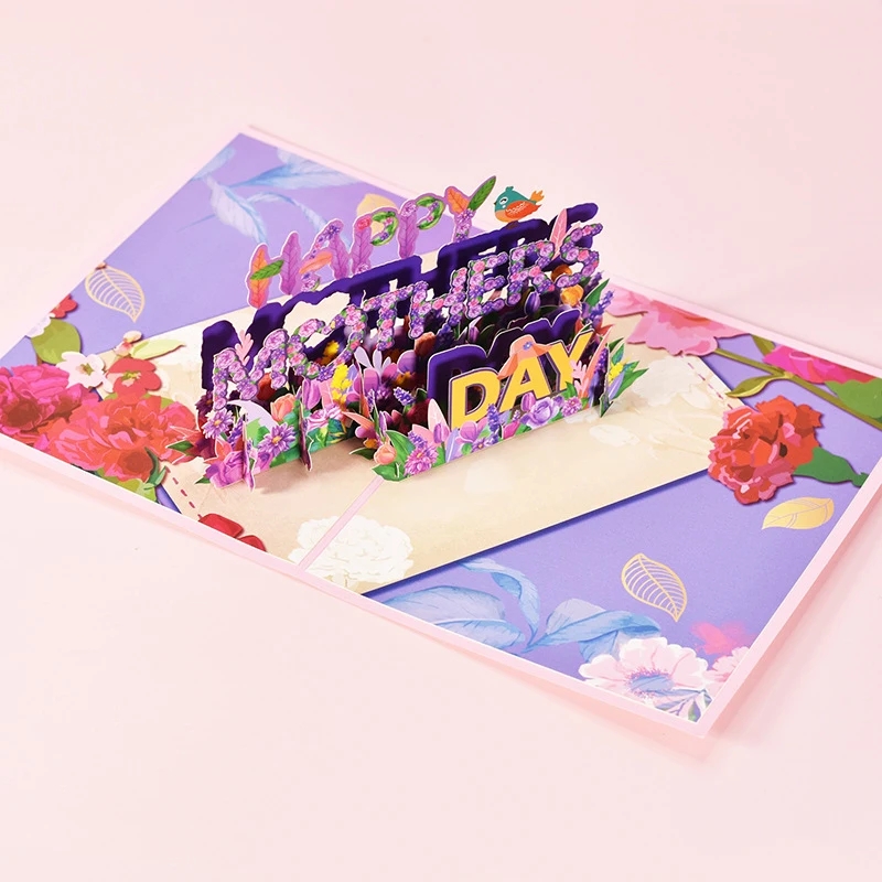 Greeting cards 3D Happy Mother's Day pop-up flower blessing card with envelope for mom wife birthday