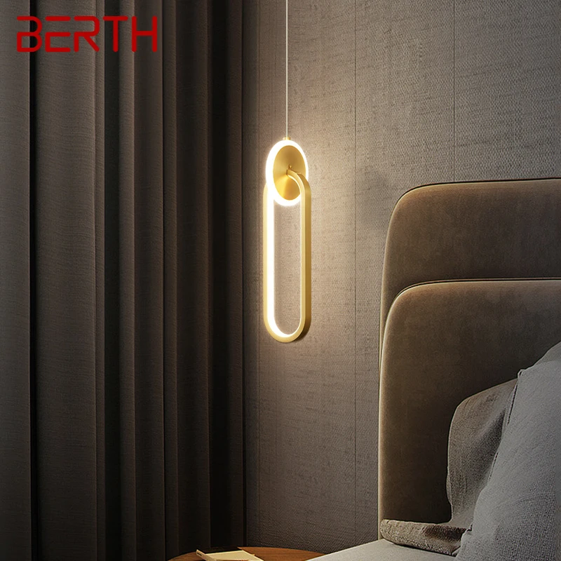 

BERTH Contemporary LED 3 Colors Brass Pendant Lamp Creative Decorative Hanging Light For Home Bedroom