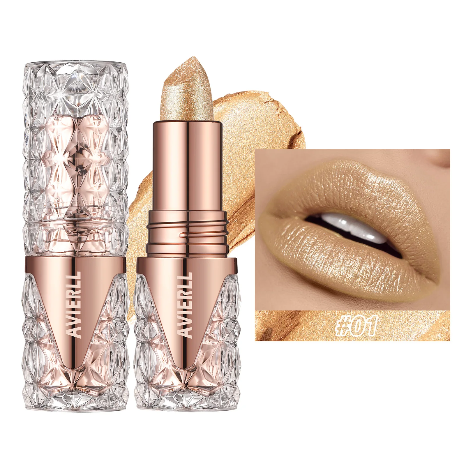 thumbnail image 1 of 6 Colors 3 in 1 Pearlescent Sparkling Lipstick Matte Glitter Waterproof Long Lasting Pearl Shine Lip Gloss Shimmer Sexy Makeup, 1 of 5