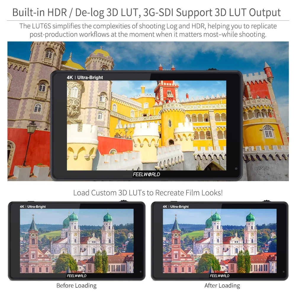 Сенсорный экран FEELWORLD LUT6S, 6 дюймов, 2600 нит, HDR3dlut, полевой монитор камеры DSLR 3G-SDI 4K HDMI (art.: 3920c4cdfbdfe) - 3920c4cdfbdfe