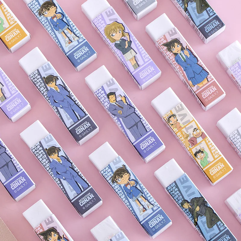 3Pcs/Lot Cute Cartoon Conan Eraser Korean Creative Conan Character White Rubber Kawaii Stationery Gift Kids Learning Supplies 2