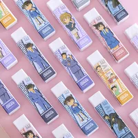 3Pcs/Lot Cute Cartoon Conan Eraser Korean Creative Conan Character White Rubber Kawaii Stationery Gift Kids Learning Supplies 2