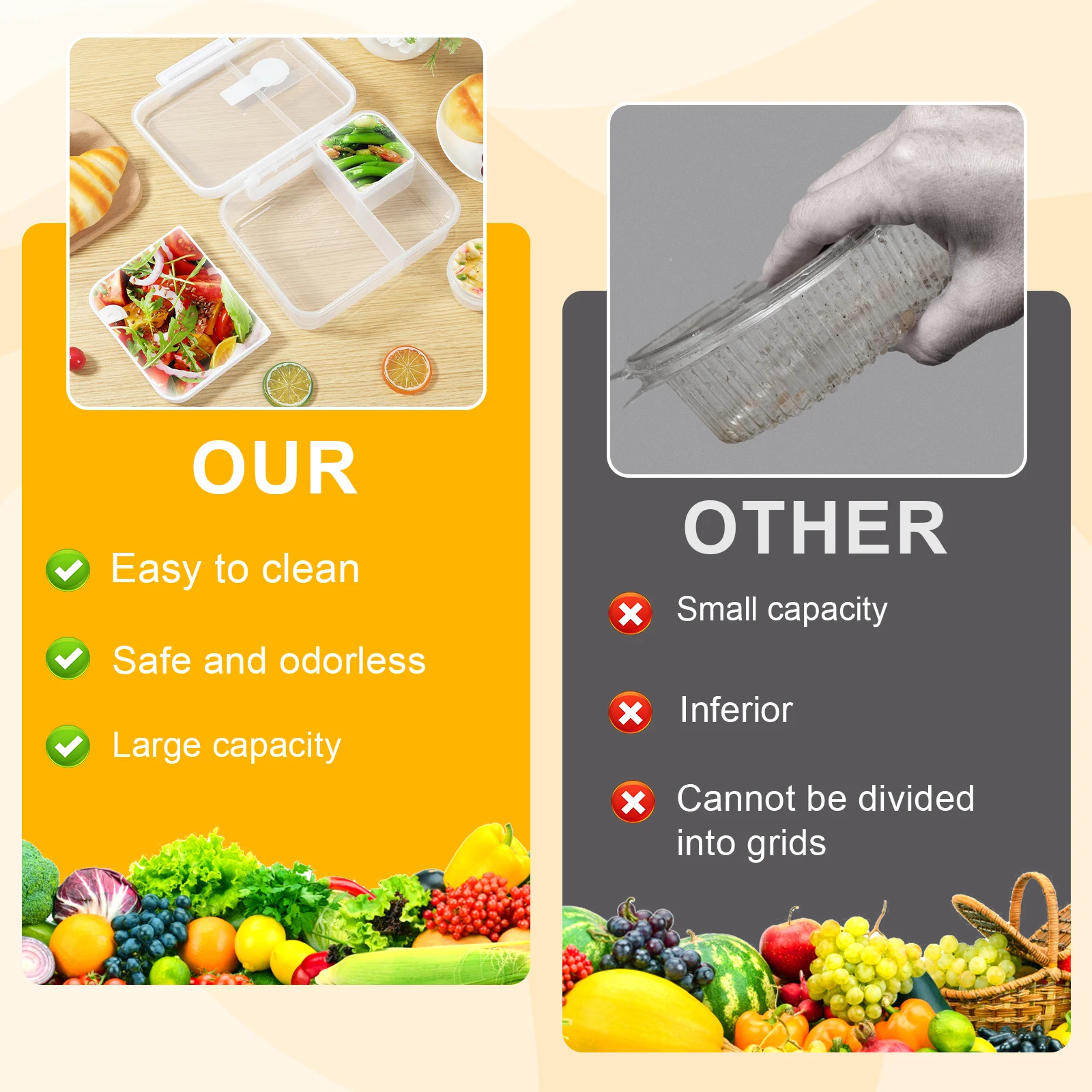 Snackle Box Container Double Layer Meal Prep Containers Reusable Snack Container Compact Salad Box with Removable Trays Sauce