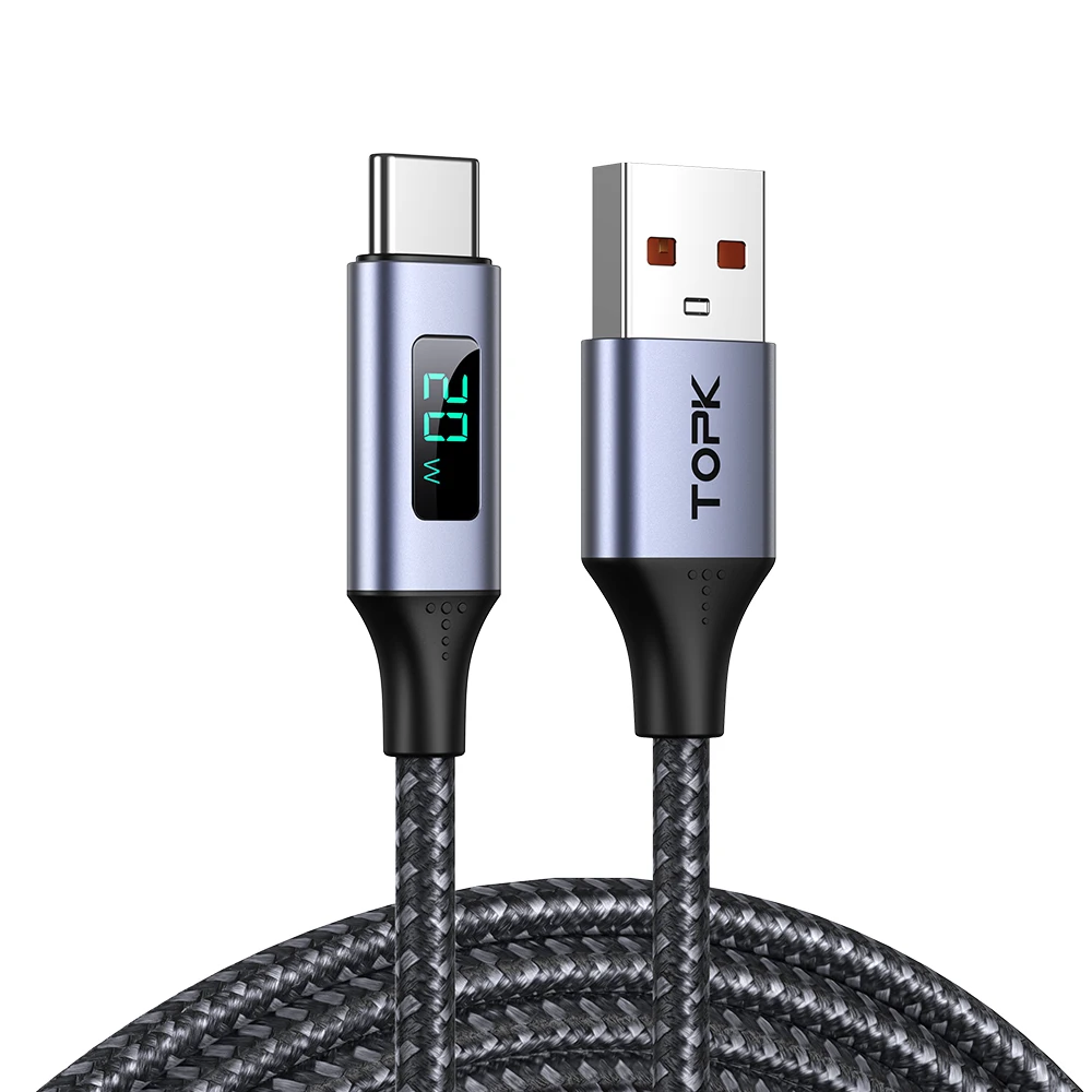 

3A Type C Cable QC 3.0 Gast Charging LCD Voltage and Current Display Mobile Phone Charging Cable USB C Micro USB Data Cable