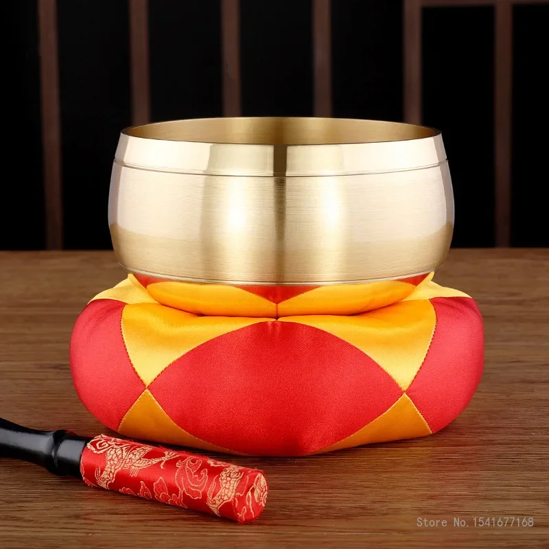 Creative Handmade Tibetan Singing Bowl Set, Brass Buddhist Artifacts, Decorative-Wall-dishes, Resonance Healing Meditation, 1Pc