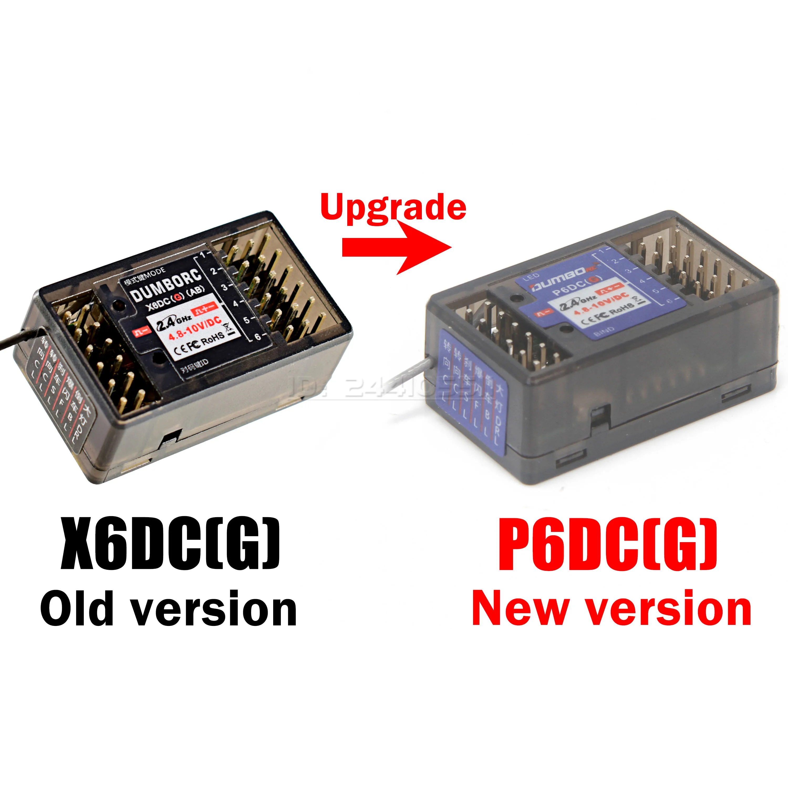 DUMBORC P6FG 미니 P6F P6DC P6DCG 2.4G 6CH 수신기 자이로 X6 X4 DDF-350 송신기 리모컨 RC 자동차 보트 LED 라이트