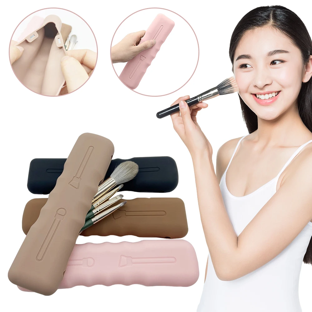 Portable Cosmetic Kit Silicone Makeup Brush Bag Travel Magnetic Makeup Brush Protective Case Storage Bag For Gifts