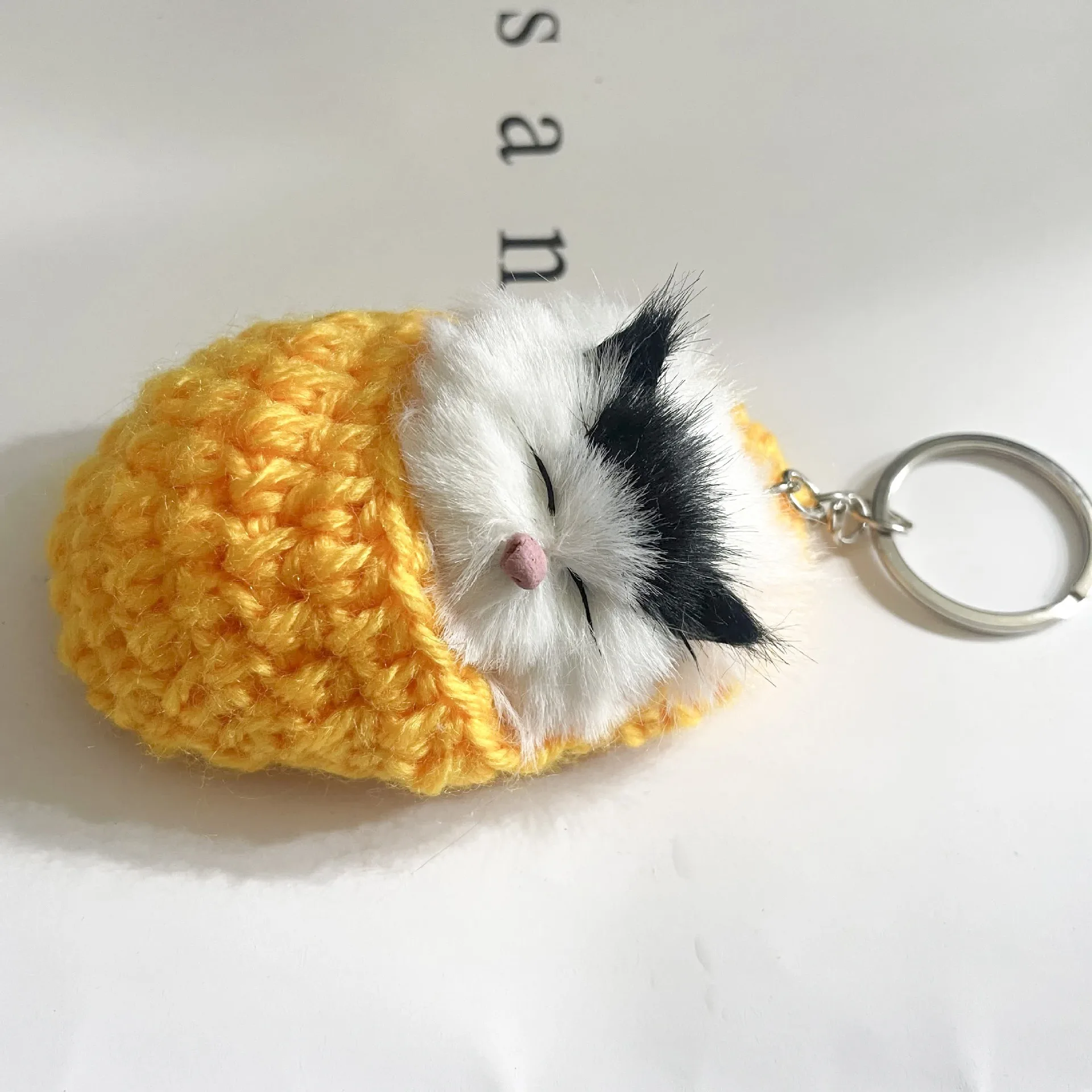 Simulation Mini Cat Keychain Cute Plush Cats With Sound Children Birthday Gifts Creative Imitation Cat Ornaments Bag Decoration