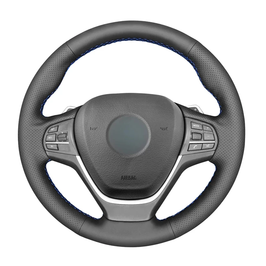 

Black Artificial Leather Hand-stitched Comfortable No-slip Car Steering Wheel Cover for BMW X3 F25 2010-2017 X4 F26 2014-2018