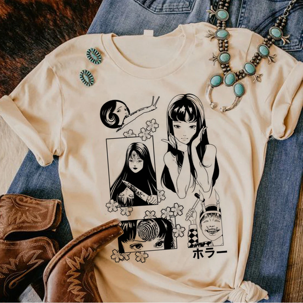 

Y2k Cyber Manga Funny t shirt women manga streetwear top female anime clothing