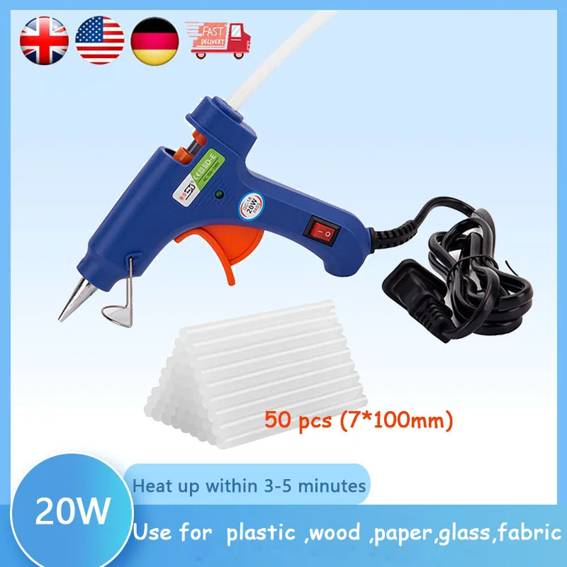 Mini Hot Glue Gun with Premium Glue Sticks, DIY Crafts, School, DIY Arts, Home, Quick Repairs, Blue, 7x100mm, 50 Pcs 1pcs k 0262 glue screw blue glue anaerobic adhesive sealing and leakproof thread locking agent mickey mousesiliconemoldforresin