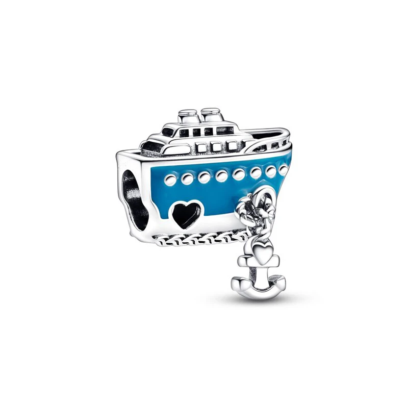 New Charm DIY Women Jewelry Gifts Cruise Ship Lighthouse Ship's Anchor Sailboat Beads Fit Original 925 Silver Bracelet Necklace 6