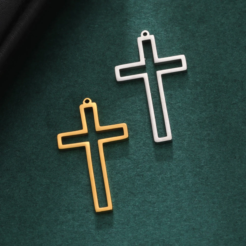 5 teile/los Großhandel aushöhlen Kreuze Anhänger Edelstahl Charms für Schmuck machen DIY Halsketten Ohrringe Zubehör – Detail 5