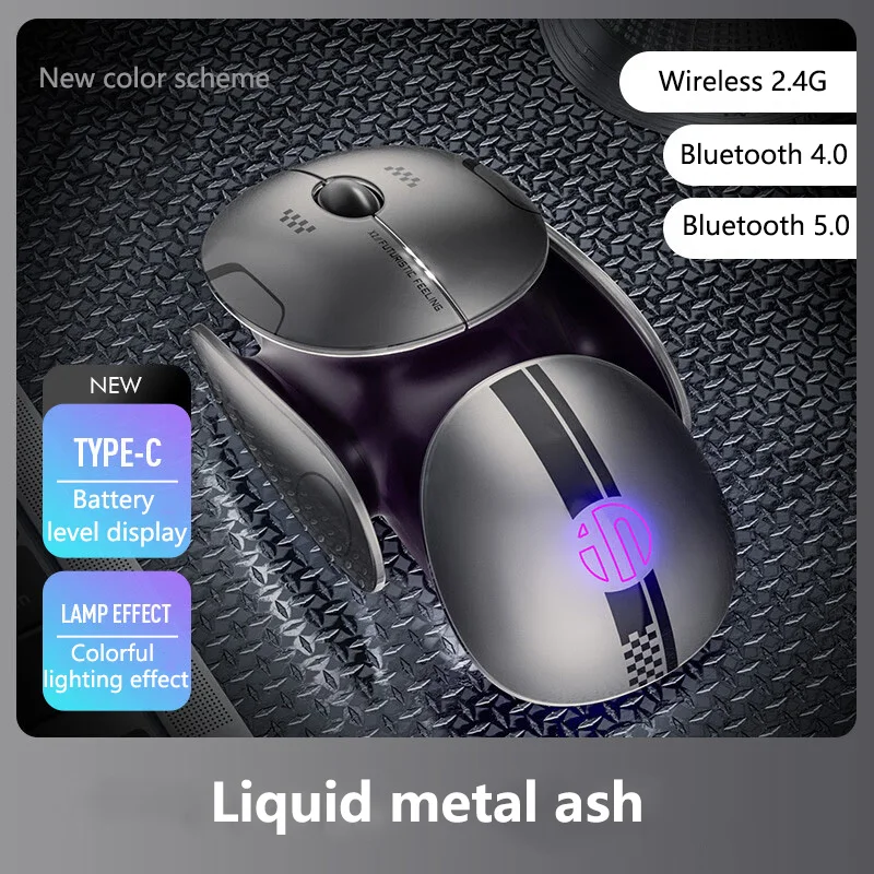 Inphic X2 Silent Bluetooth Mouse Metal Base Rechargeable Wireless Gaming Mouse for Computer Laptop Office Game