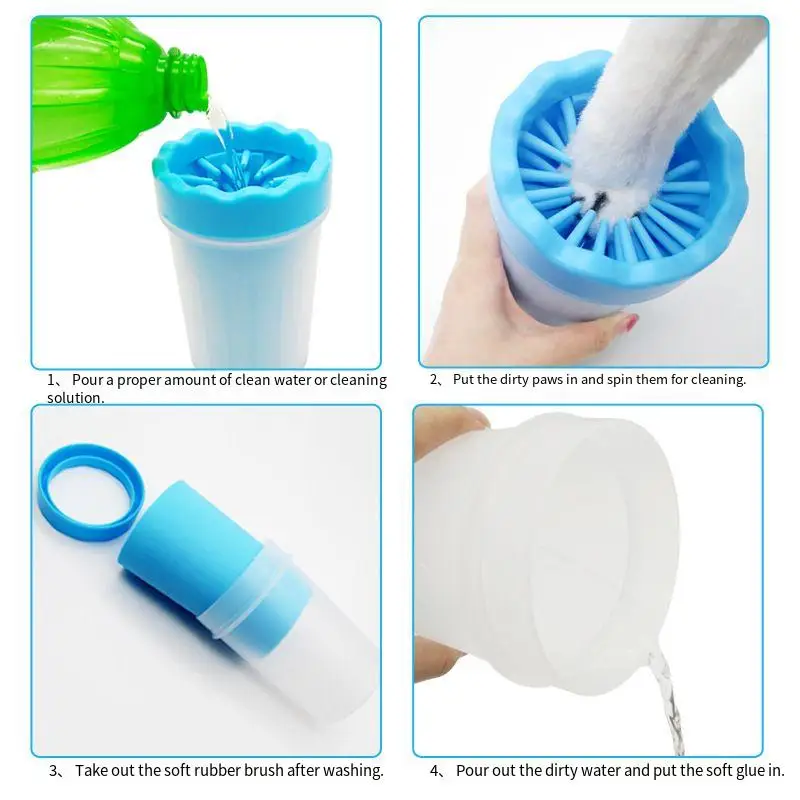Pet Cleaning Cup Soft Silicone Comb Portable Pet Foot Cup Claw Cleaning Brush Fast Dirty Cat Claw Bucket
