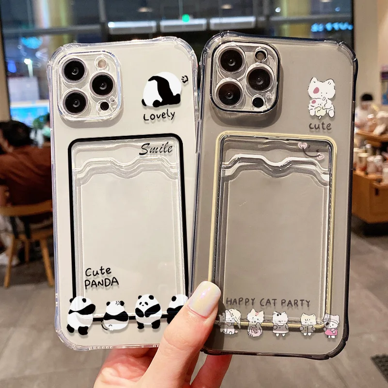 Cute Cartoon Animals Phone Case For iPhone 13 Case iPhone 15 11 16 14 12 17 Pro Max Air 7 8 Plus 16e XR SE Soft Card Bag Cover 2