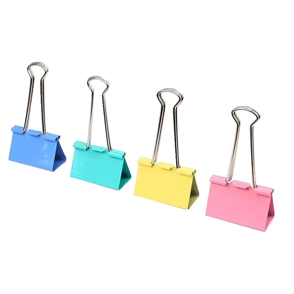 10PCS Metal Paper Clip 15/19/25/32mm Foldback Metal Binder Clips Black Grip Clamps Paper Document Office School Stationery