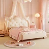 Pretty Modern Girls Double Bed Frame Elegant Princess Cute Light Luxury Children Bed Loft Villa Kinderbett Bedroom Furniture 2